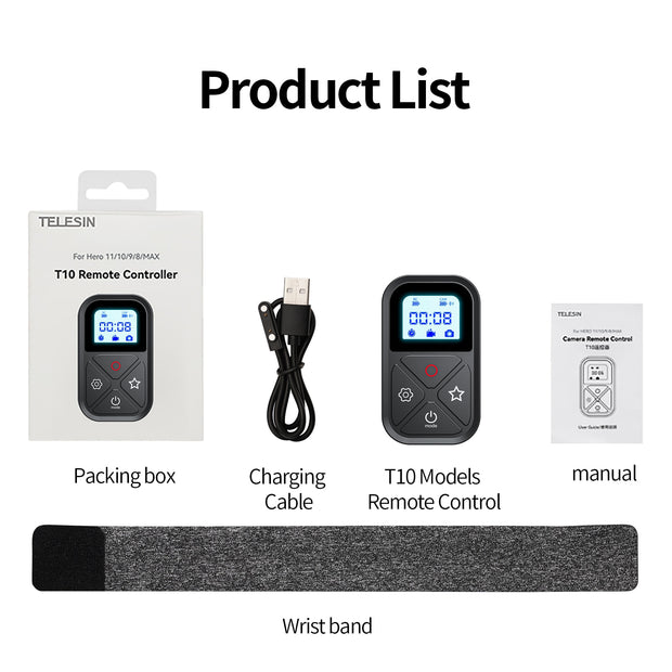 TELESIN 80M Bluetooth Remote Control For GoPro Hero 11 10 9 8 Max 11 Mini With Wrist Strap For Smart Phone Gopro Accessories Bluetooth Remote Control DailyAlertDeals Without lock USA 