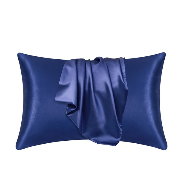 Pillowcase 100% Silk  Pillow Cover Silky Satin Hair Beauty Pillow case Comfortable Pillow Case Home Decor wholesale Pillowcases & Shams DailyAlertDeals dark blue 51cmx66cm 