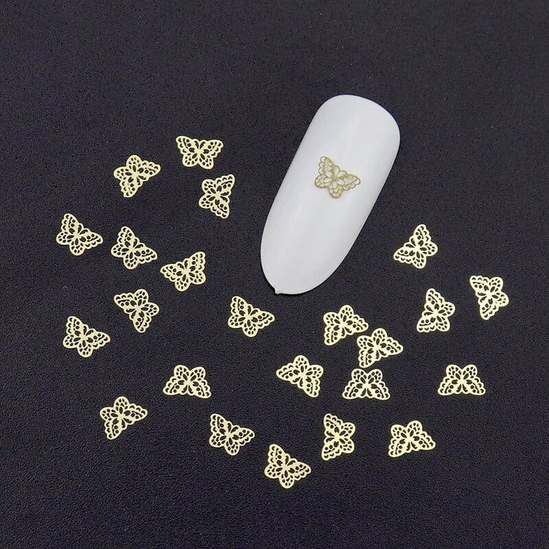 100Pcs/Lot Gold Metal Nail Decals Ultra-thin Flakes Nail Bling Rhinestone Cute 3D Nail Art Decorations Charm Nail Art Rivets 0 DailyAlertDeals 496  