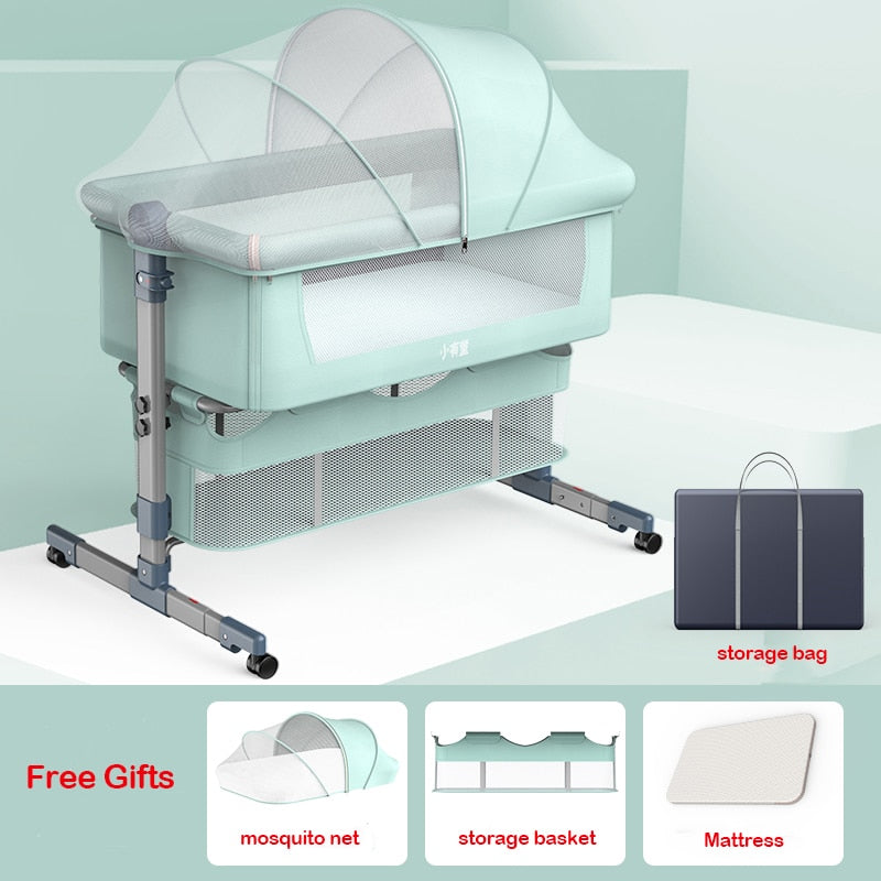 Movable Crib Foldable Portable Crib for Toddler Baby Cradle Baby Bassinet Bedside Sleeper for Baby Movable toddler crib DailyAlertDeals green United States 