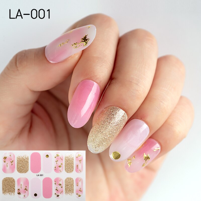 22tips Korea Toe Nail Sticker Wraps Adhesive Decals Toenail Polish Strips DIY Pedicure Foot Decals Manicure Women nail art DailyAlertDeals LA-001(14Tips)  