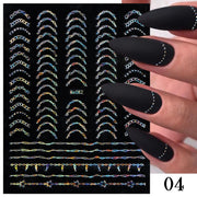 French 3D Nail Decals Stickers Stripe Line French Tips Transfer Nail Art Manicure Decoration Gold Reflective Glitter Stickers nail art DailyAlertDeals 04 1  