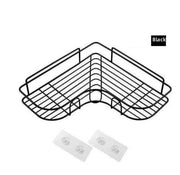 Japanese-style wrought iron bathroom shelf wall-mounted shower gel storage rack toilet free punch toiletry stand bathroom shelf DailyAlertDeals BLACK 1  