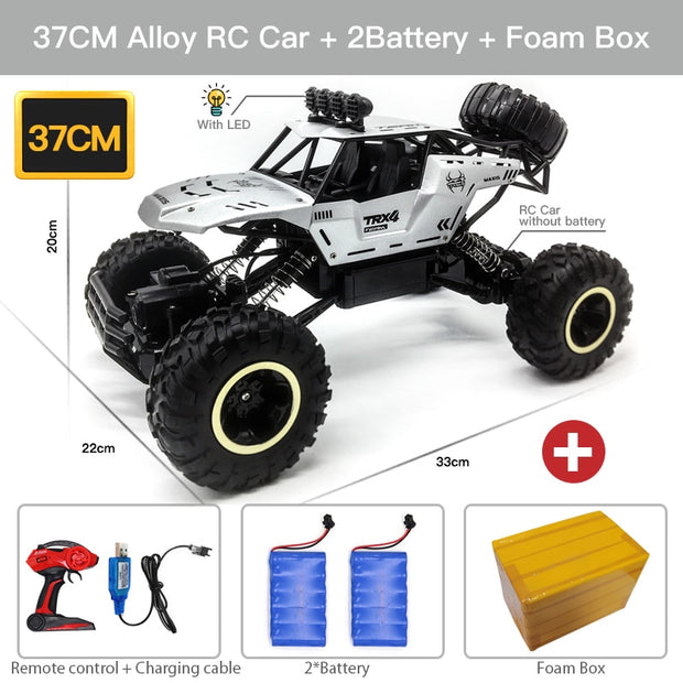 ZWN 1:12 / 1:16 4WD RC Car With Led Lights 2.4G Radio Remote Control Cars Buggy Off-Road Control Trucks Boys Toys for Children RC Car for fun DailyAlertDeals 37CM Silver 2B Alloy China 