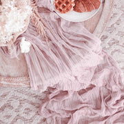 Wedding Gauze Table Runner Semi-Sheer Vintage Cheesecloth Table Setting Dining Party Christmas Banquets Arches Cake Decor Table Runners DailyAlertDeals 90X180cm Pink purple 