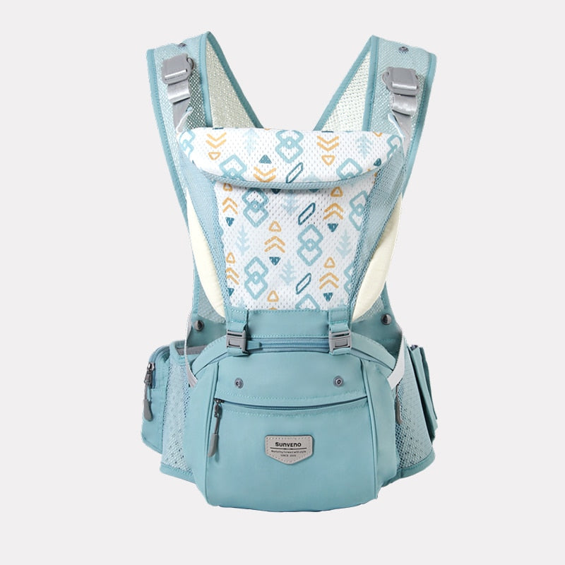 Sunveno Ergonomic Baby Carrier Baby Kangaroo Child Hip Seat Tool Baby Holder Sling Wrap Backpacks Baby Travel Activity Gear Baby Carrier DailyAlertDeals Breathable green  