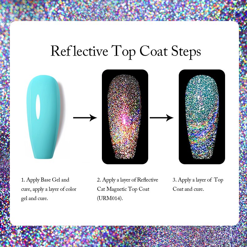 UR SUGAR Holographic Gel Reflective Cat Magnetic Nail Gel Polish Soak Off Laser Gel Glitter Varnish Manicure Nail Art Design Magnetic Nail Gel Polish DailyAlertDeals   
