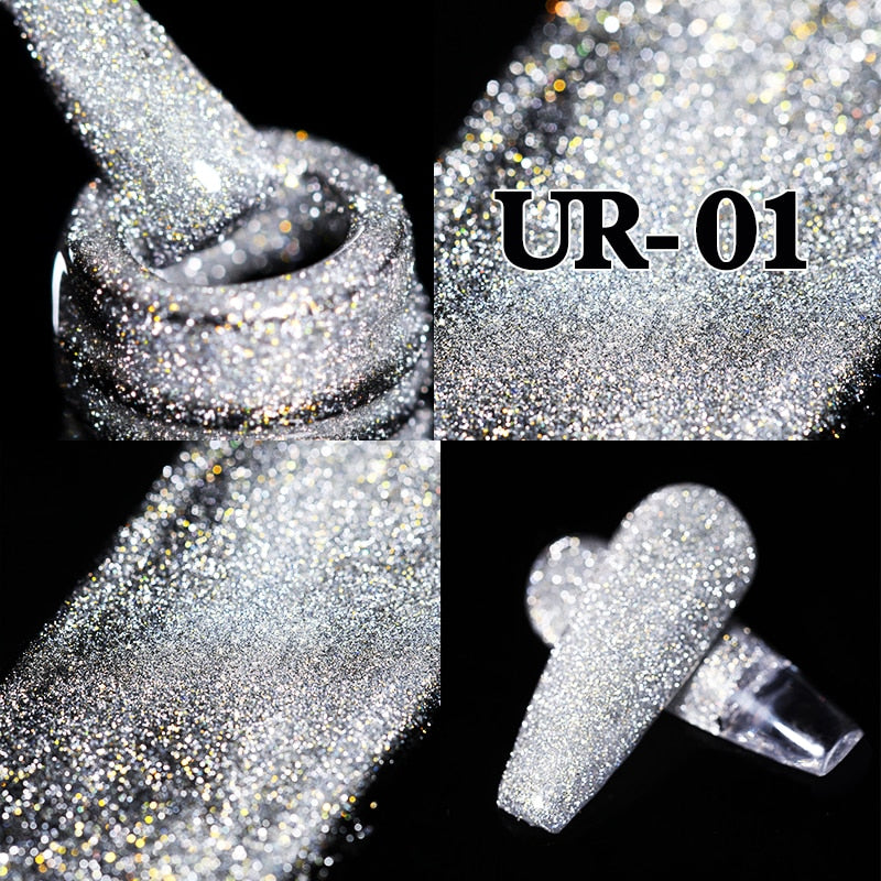 UR SUGAR Sparkling Gel Nail Polish Reflective Glitter Nail Gel Semi Permanent Nail Art Varnish For Manicures Need Base Top Coat 0 DailyAlertDeals Reflective Cat UR-01  