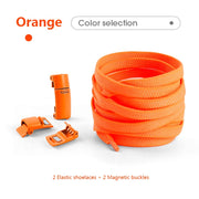 Colorful Magnetic Lock Shoelaces without ties Elastic Laces Sneakers No Tie Shoe laces Kids Adult Flat Shoelace Rubber Bands 0 DailyAlertDeals Orange China 