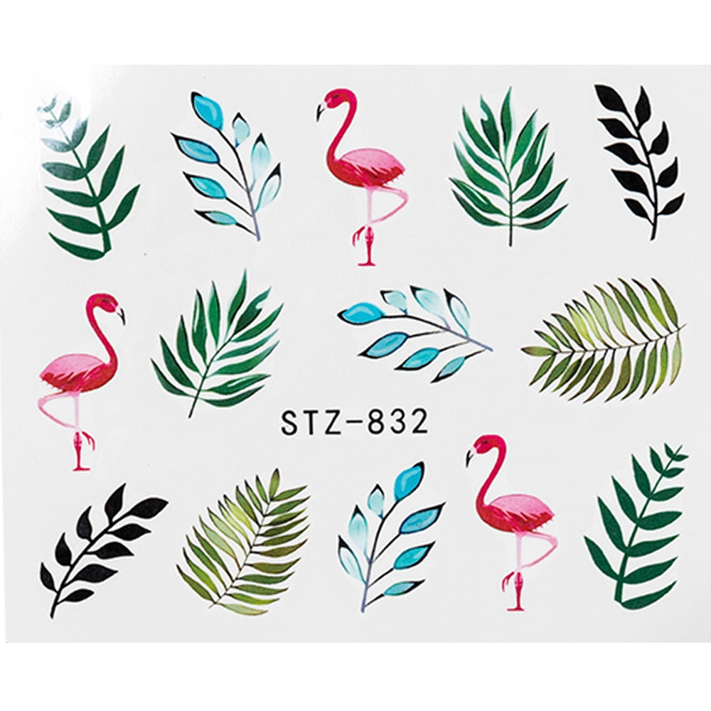 1Pcs Water Nail Decal and Sticker Flower Leaf Tree Green Simple Summer DIY Slider for Manicure Nail Art Watermark Manicure Decor 0 DailyAlertDeals SF184  