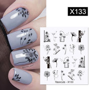 Harunouta Silver Black Geometric Textured Lines Stripe 3D Nail Sticker Flower Leaves Self Adhesive Transfer Sliders Paper 0 DailyAlertDeals X133  