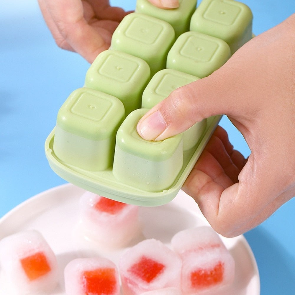 Silicone Ice Cube Mould With DIY Lid 8 Grid Soft Bottom Ice Cube Mold Square Fruit Ice Cube Maker Tray Kitchen Bar Tools 0 DailyAlertDeals   