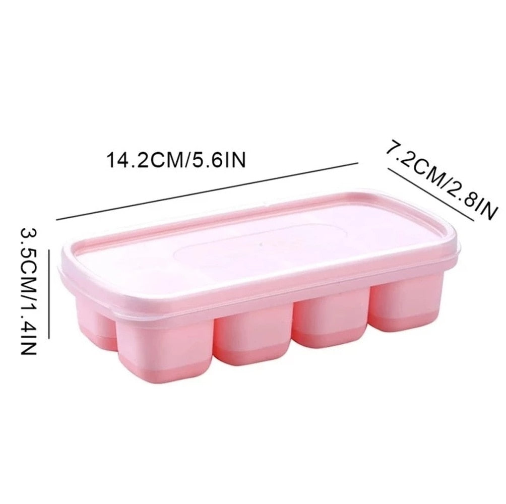 Silicone Ice Cube Mould With DIY Lid 8 Grid Soft Bottom Ice Cube Mold Square Fruit Ice Cube Maker Tray Kitchen Bar Tools 0 DailyAlertDeals   