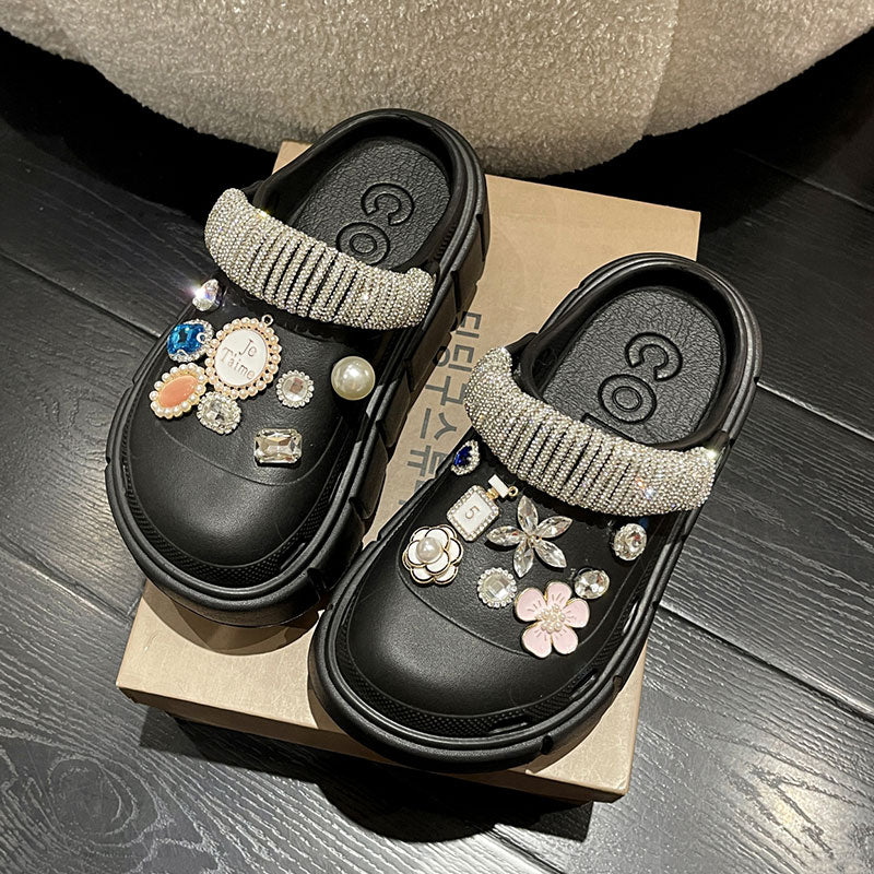 Mo Dou Fashion Charms Clog Shoes Outdoor Women Slippers Thick Sole High Quality Summer Sandals For Girls 0 DailyAlertDeals Black11 36-37(foot 230mm) 