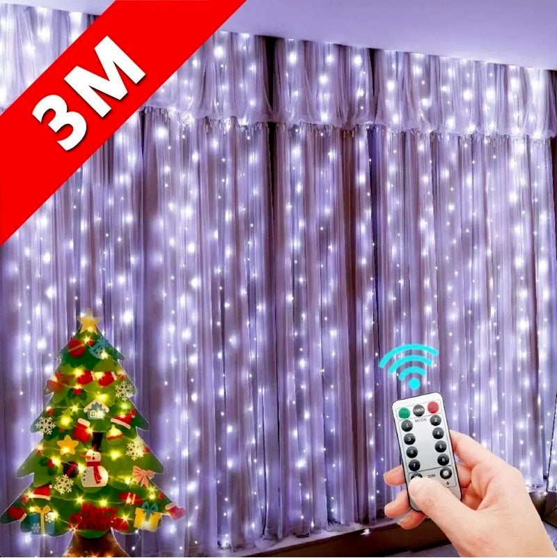 LED String Lights Christmas Decoration Remote Control USB Wedding Garland Curtain 3M Lamp Holiday For Bedroom Bulb Outdoor Fairy 0 DailyAlertDeals   