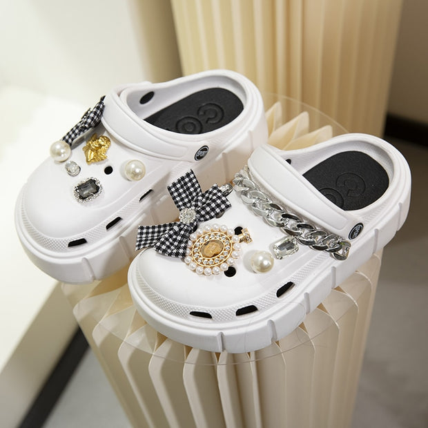 Mo Dou Fashion Charms Clog Shoes Outdoor Women Slippers Thick Sole High Quality Summer Sandals For Girls 0 DailyAlertDeals White04 36-37(foot 230mm) 