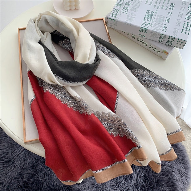 2022 New Design Brand Women Scarf Fashion Print Cotton Spring Winter Warm Scarves Hijabs Lady Pashmina Foulard Bandana Plaid 0 DailyAlertDeals m84-2 180x90cm 