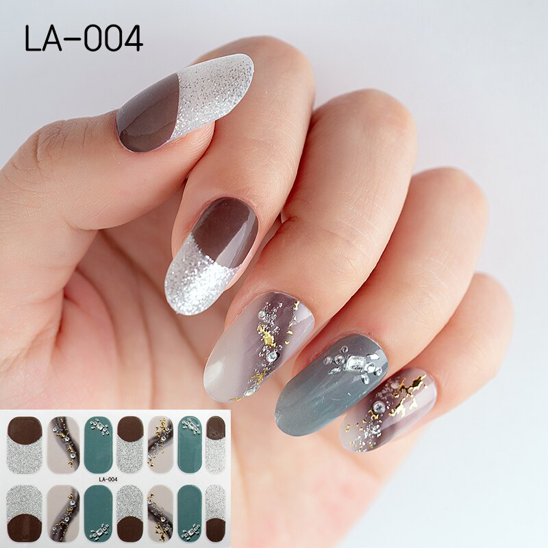 22tips Korea Toe Nail Sticker Wraps Adhesive Decals Toenail Polish Strips DIY Pedicure Foot Decals Manicure Women nail art DailyAlertDeals LA-004(14Tips)  