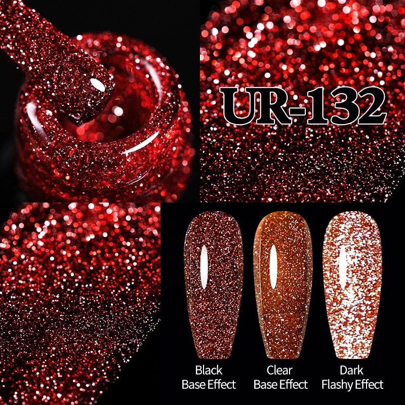 UR SUGAR Sparkling Gel Nail Polish Reflective Glitter Nail Gel Semi Permanent Nail Art Varnish For Manicures Need Base Top Coat 0 DailyAlertDeals Reflective 132  