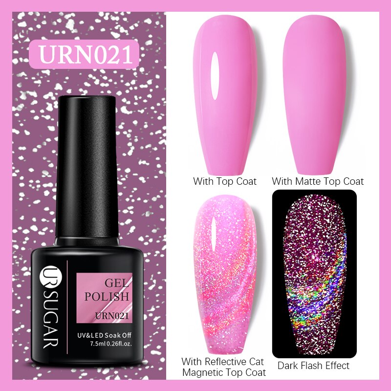 UR SUGAR Holographic Gel Reflective Cat Magnetic Nail Gel Polish Soak Off Laser Gel Glitter Varnish Manicure Nail Art Design Magnetic Nail Gel Polish DailyAlertDeals URN021  