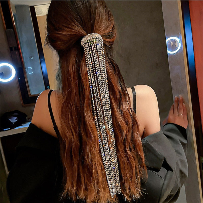 FYUAN Shine Full Rhinestone Hairpins for Women Bijoux Long Tassel Crystal 0 DailyAlertDeals   