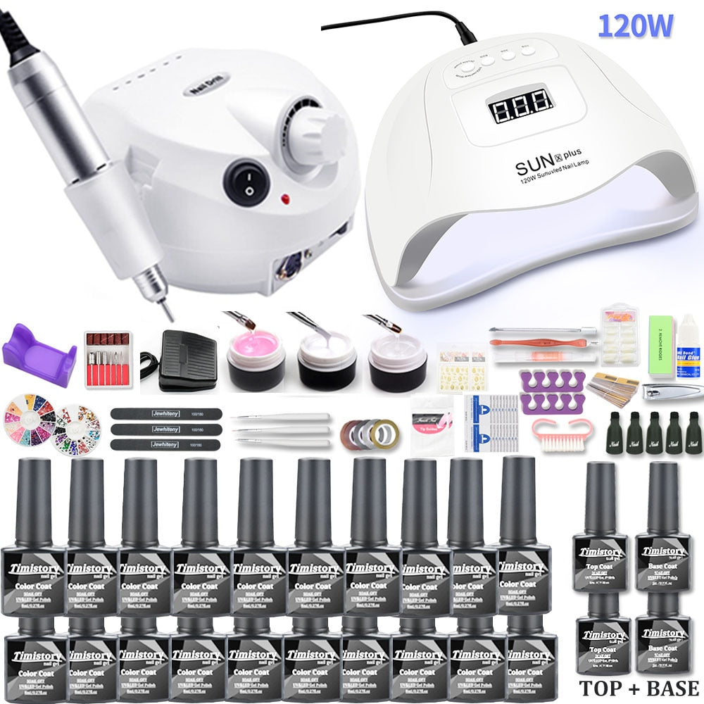 Gel Nail Polish Set 20000-35000RPM Nail Drill Machine Kit With UV LED Lamp Manicure Tools Kit Nail Art Set UV Builder Nail Gel Electric Manicure Drill & Accessory DailyAlertDeals 35000RPM 120W SET China 