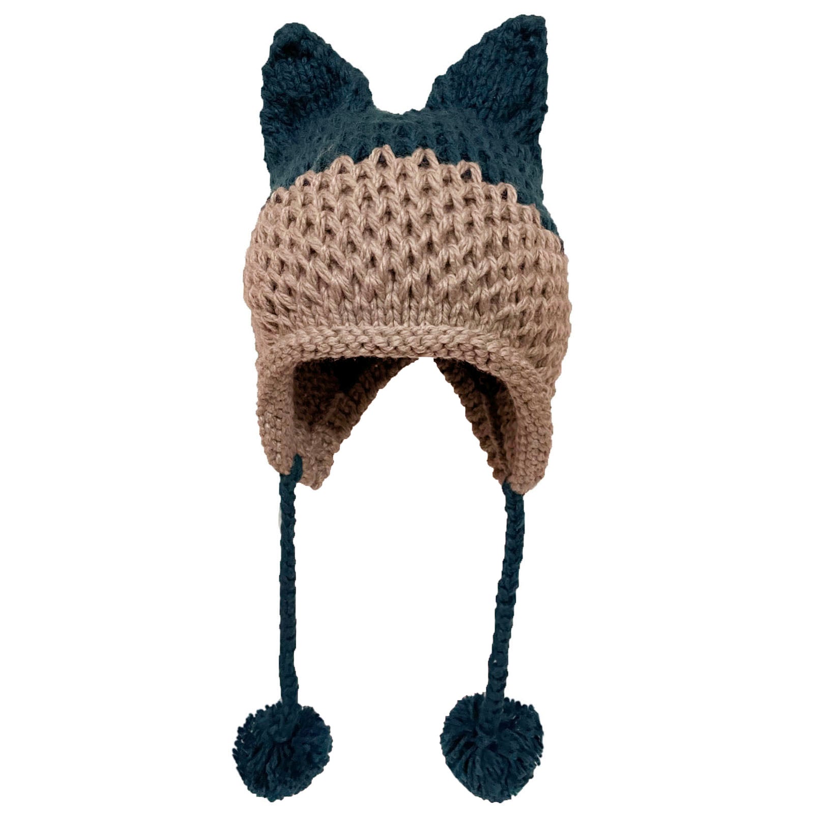 BomHCS Cute Fox Ears Beanie Winter Warm 100% Handmade Knit Hat 0 DailyAlertDeals Navy Light Coffee  