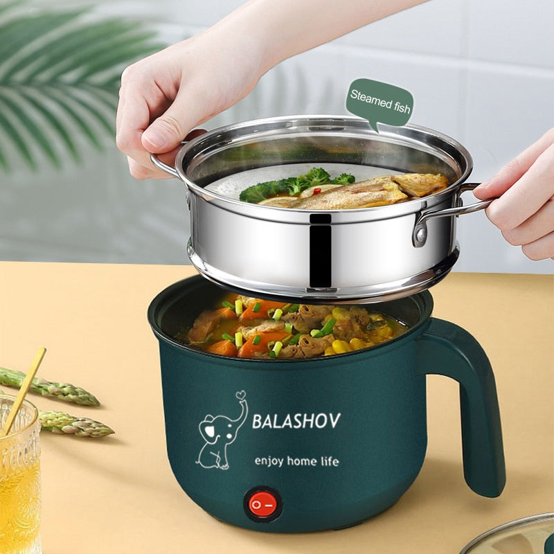 Electric Cooker Pot Mini Non-stick Cooking Machine Single/Double Layer Hot Pot Multifunction Electric Heater Pot for Home Mini Non-stick Cooking Machine DailyAlertDeals   