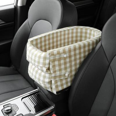 Portable Pet Dog Car Seat Central Control Nonslip Dog Carriers Safe Car Armrest Box Booster Kennel Bed For Small Dog Cat Travel 0 DailyAlertDeals Khaki 42x20x22cm China