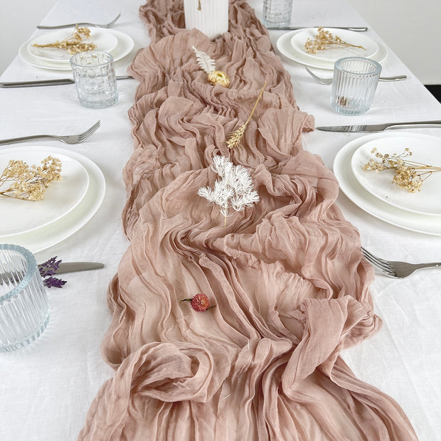 Wedding Gauze Table Runner Semi-Sheer Vintage Cheesecloth Table Setting Dining Party Christmas Banquets Arches Cake Decor Table Runners DailyAlertDeals   