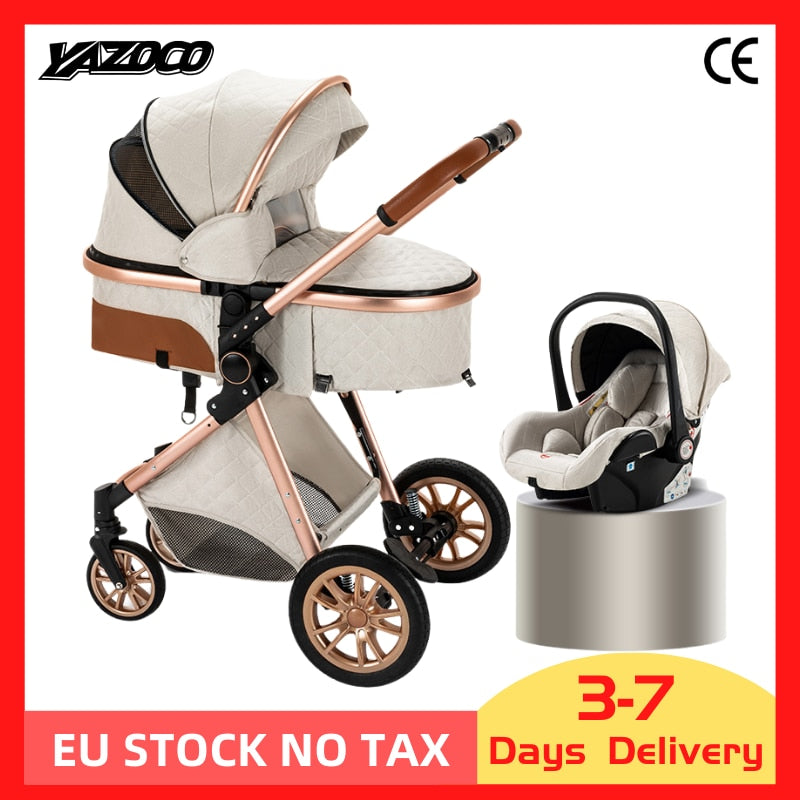 3 in 1 Luxury Baby Stroller With Car Seat Pram Kids Carriage Pushchair for Children Royal Luxury 3 in 1 Baby Stroller DailyAlertDeals   