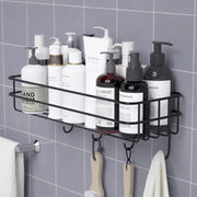 Japanese-style wrought iron bathroom shelf wall-mounted shower gel storage rack toilet free punch toiletry stand bathroom shelf DailyAlertDeals C BLACK  