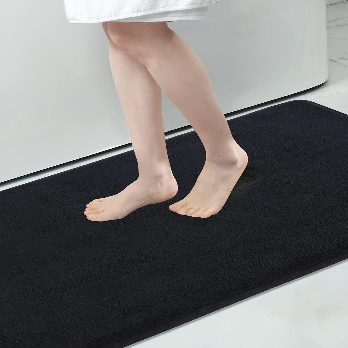 Memory Foam Bath Mat Anti-Slip Shower Carpet Soft Foot Pad Decoration Floor Protector Absorbent Quick Dry Bathroom Rug Mats & Rugs DailyAlertDeals 43x61cm(17x24inch) China black