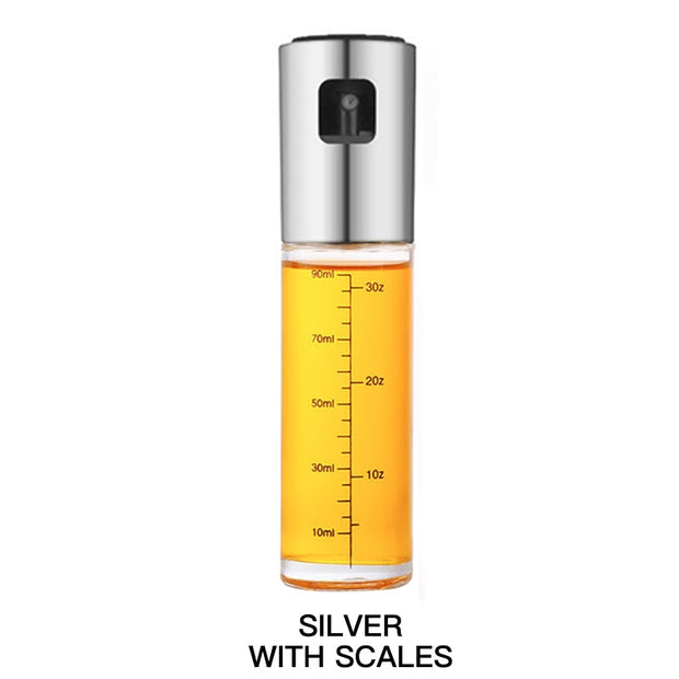 Kitchen Push Type Spray Olive Oil Sprayer Bottle Pump Oil Pot Leak-proof Grill BBQ Sprayer Oil Dispenser BBQ Gravy Boats Tools Kitchen Tools & Utensils DailyAlertDeals Silver Scale  