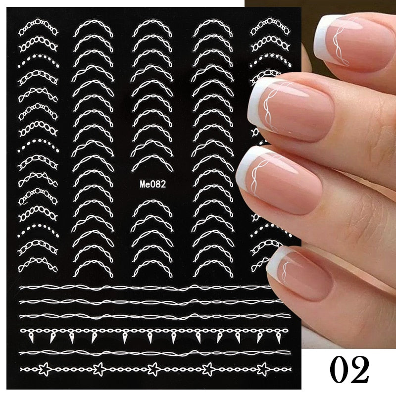 French 3D Nail Decals Stickers Stripe Line French Tips Transfer Nail Art Manicure Decoration Gold Reflective Glitter Stickers nail art DailyAlertDeals 02 1  