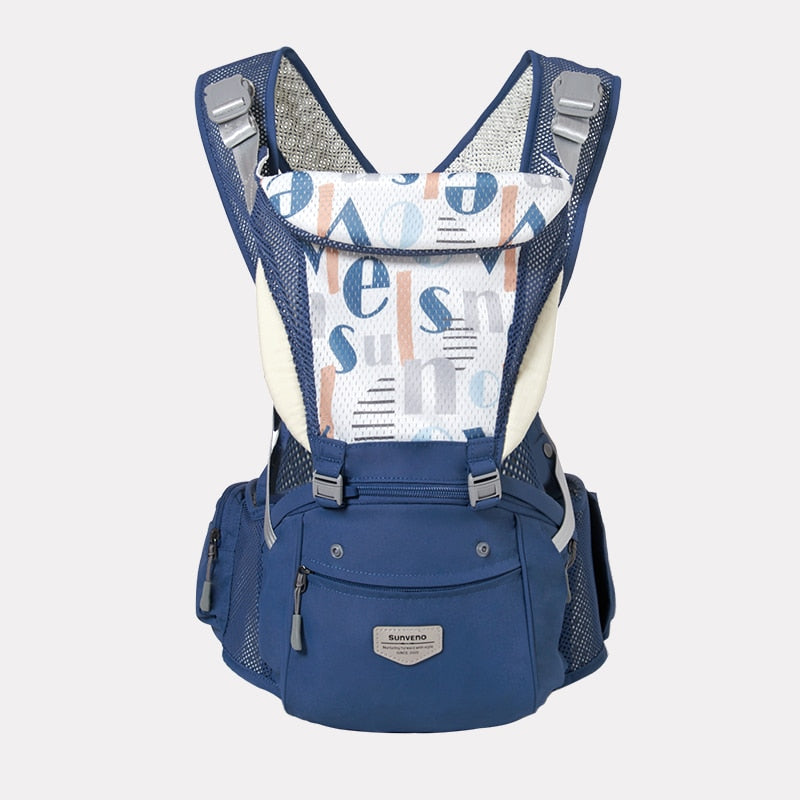 Sunveno Ergonomic Baby Carrier Baby Kangaroo Child Hip Seat Tool Baby Holder Sling Wrap Backpacks Baby Travel Activity Gear Baby Carrier DailyAlertDeals Breathable blue  