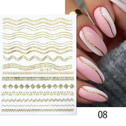 The New Heart Love Design Gold Sliver 3D Nail Art Sticker English Letter French Striping Lines Trasnfer Sliders Valentine Decor 0 DailyAlertDeals French 08  