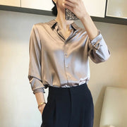 Premium Black Single Breasted Straight Loose Chiffon Thin Long Sleeve Blouses Fashion Soldier Color Spring Autumn Women Clothing 0 DailyAlertDeals gaojihui S 