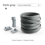 Colorful Magnetic Lock Shoelaces without ties Elastic Laces Sneakers No Tie Shoe laces Kids Adult Flat Shoelace Rubber Bands 0 DailyAlertDeals Dark Grey China 