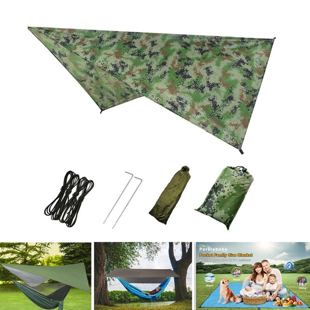 Lightweight Portable Camping Hammock and Tent Awning Rain Fly Tarp Waterproof Mosquito Net Hammock Canopy 210T Nylon Hammocks Camping Hammock and Tent DailyAlertDeals   