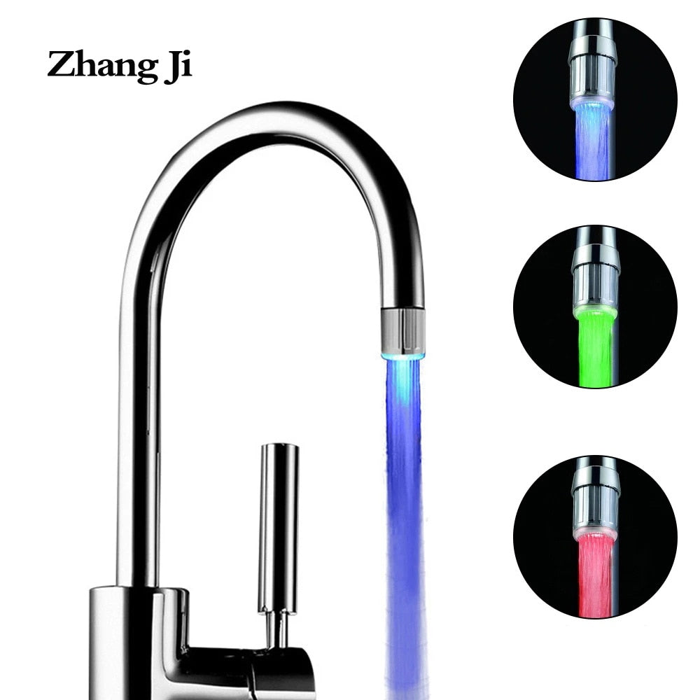 Zhang Ji LED Temperature Sensitive 3-Color Light-up Faucet Kitchen Bathroom Glow Water Saving Faucet Aerator Tap Nozzle Shower 0 DailyAlertDeals   