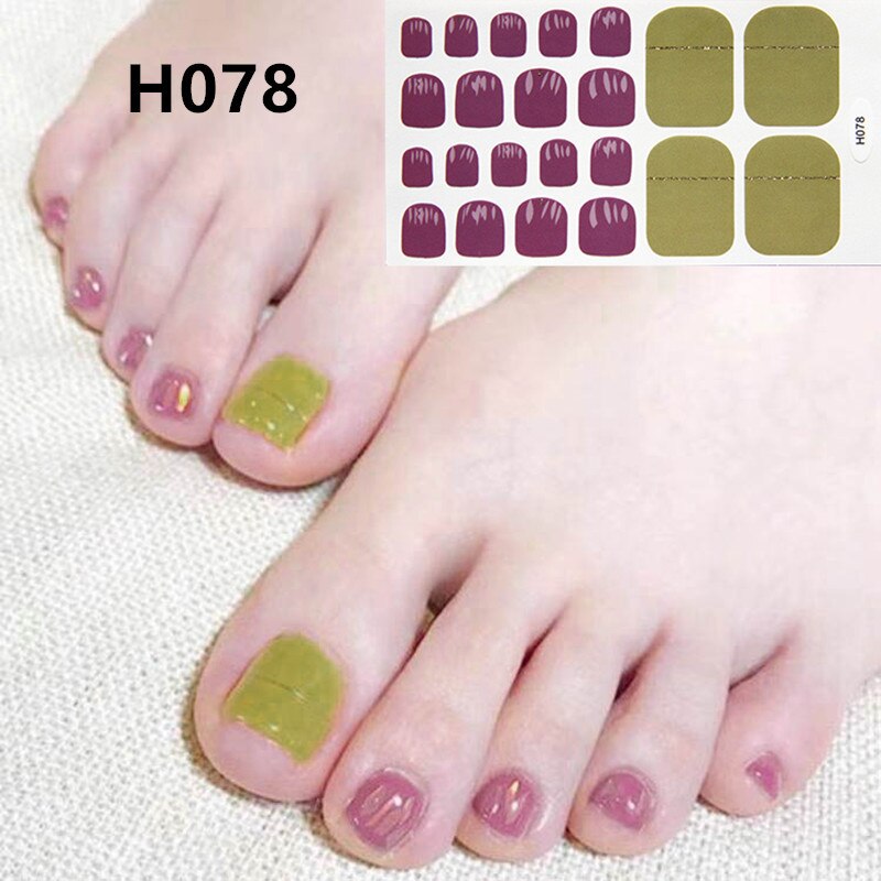 22tips Korea Toe Nail Sticker Wraps Adhesive Decals Toenail Polish Strips DIY Pedicure Foot Decals Manicure Women nail art DailyAlertDeals H078  