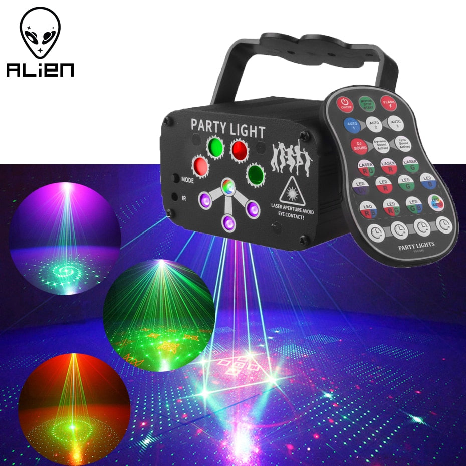 ALIEN RGB Mini DJ Disco Laser Light Projector USB Rechargeable LED UV Sound Strobe Stage Effect Wedding Xmas Holiday Party Lamp 0 DailyAlertDeals   