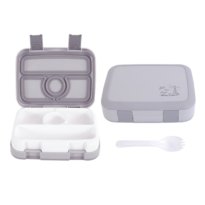 Portable Lunch Box Microwave LunchBox Sealed Salad Box Outdoor Camping Bento Box Tableware Picnic Food Storage Container For Kid Lunch box for kids DailyAlertDeals 1Pcs-4grids-Gray USA 800ml