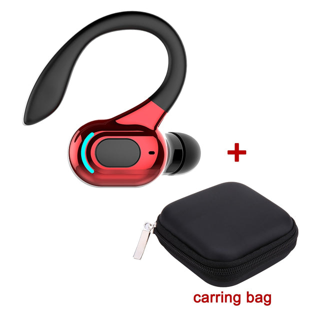 Noise Cancelling Sports Wireless Business Headphones Headset Waterproof Hanging Single Ear Earbuds Bluetooth 5.2 Earphone 0 DailyAlertDeals Red with bag China 