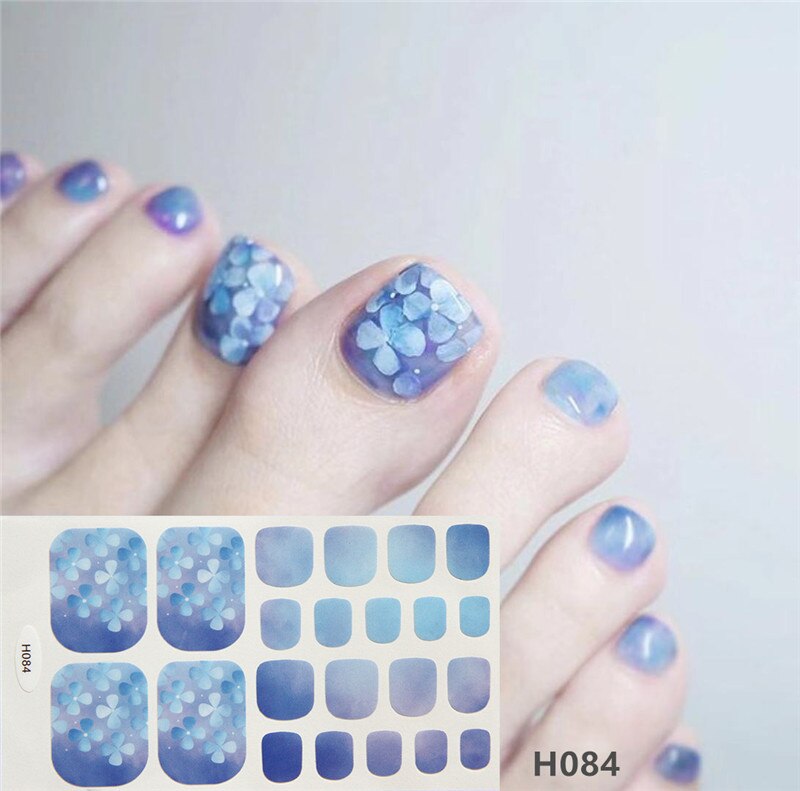 22tips Korea Toe Nail Sticker Wraps Adhesive Decals Toenail Polish Strips DIY Pedicure Foot Decals Manicure Women nail art DailyAlertDeals H084  