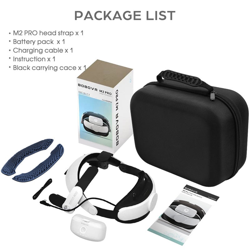 BOBOVR M2 Pro Battery Head Strap For Oculus Quest 2 Elite Halo Strap with 5200mAh Battery Pack for Meta Quest2 VR Accessories Immersive VR for oculus DailyAlertDeals Poland set 5 