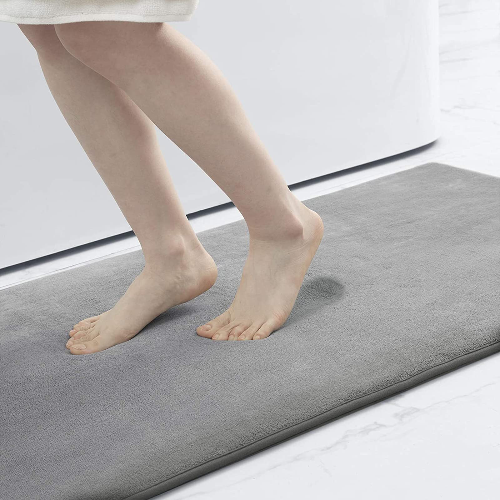 Memory Foam Bath Mat Anti-Slip Shower Carpet Soft Foot Pad Decoration Floor Protector Absorbent Quick Dry Bathroom Rug Mats & Rugs DailyAlertDeals 43x61cm(17x24inch) China gray