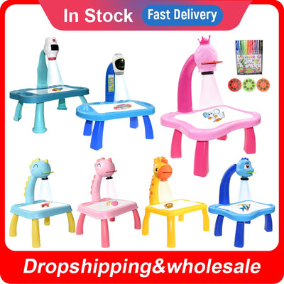 Kids Led Projector Drawing Table Toy Set Art Painting Board Table Light Toy Educational Learning Paint Tools Toys for Children Kids Led Projector Drawing Table DailyAlertDeals   