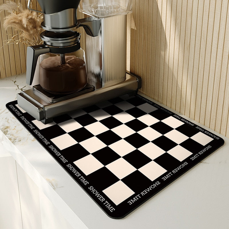 Kitchen Rubber Pad Dish Drying Mat Super Absorbent Drainer Mats Tableware Bottle Rugs Kitchen Dinnerware Placement Rubber pads DailyAlertDeals BB  drying mat W20 x L30CM 